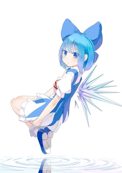 Safebooru 1girl Blue Eyes Blue Hair Bow Cirno Dress Hair Bow Kokono Sakaebaka Reflection