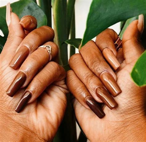 Pink Nails Brown Nails Brown Acrylic Nails Nude Nail Polish For Dark Skin