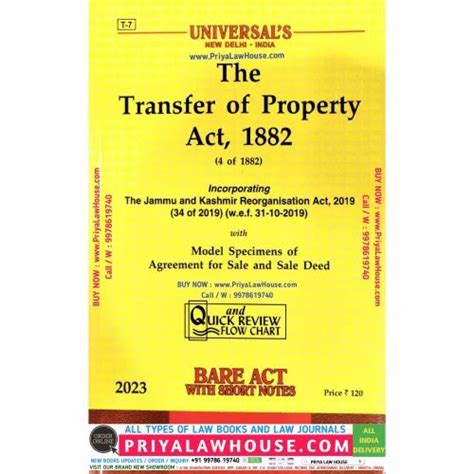 The Transfer Of Property Act 1882 Bare Act Universal Edn 2023