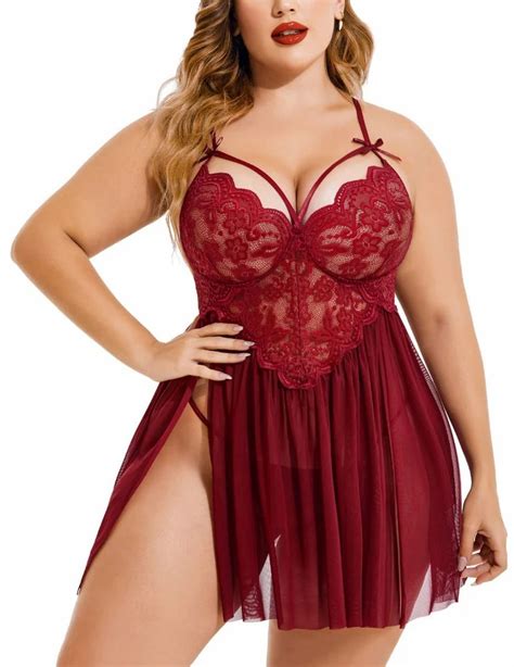 Polyester Plus Size Lingerie For Women Lace Maroon Babydoll At Rs 130