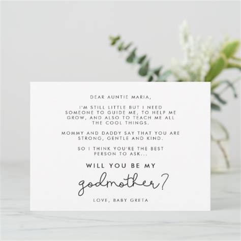 Cute Script Will You Be My Godmother Card Zazzle