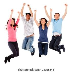 Group Excited People Jumping Isolated Over Stock Photo 75025345 | Shutterstock