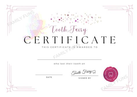 Tooth Fairy Certificate Printable - Etsy