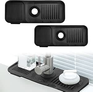 ADERTOS 2 PCS Silicone Faucet Mat Kitchen Sink Splash Guard Silicone