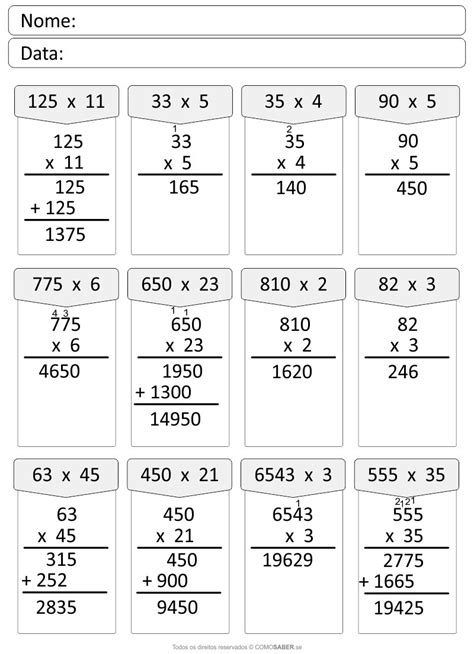 Operação De Multiplicação 5 Ano - 7