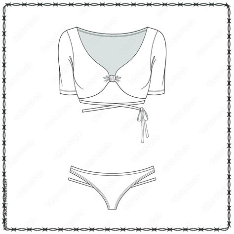 Women S Lingerie Editable Fashion Flat Sketch For Creating New Designs Mockup Stock Vector