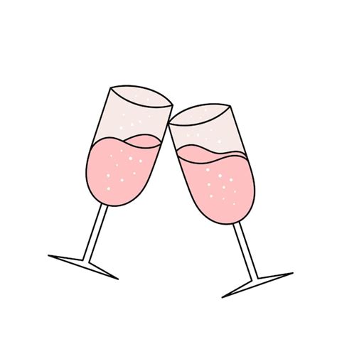 Premium Vector Two Glasses Of Champagne Sparkling Wine Simple