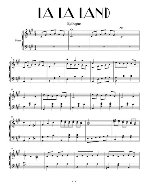 La La Land Epilogue Sheet Music