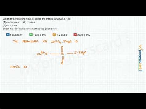 Which of the following types of bonds are present in CuSO4.5H2O? - YouTube