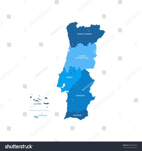 Portugal Regions Map Stock Vector (Royalty Free) 558387484