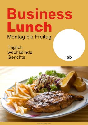 Restaurant Plakat Business Lunch Wechselnde Gerichte Zum Ausdrucken