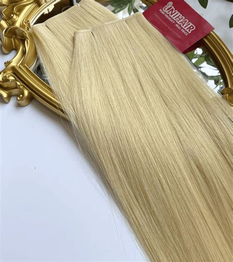 Genius Weft Human Hair Extensions With 613 Color Straight Hair