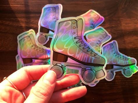 Roller Skate Holographic Vinyl Sticker Roll With It Hand Etsy