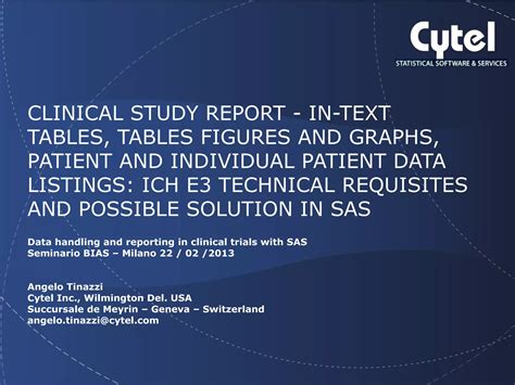 Clinical Study Report In Text Tables Tables Figures And Graphs