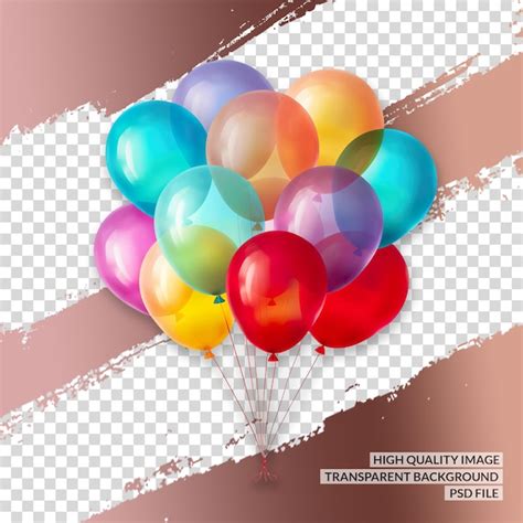 Premium PSD | Birthday balloons background 3d png clipart transparent ...