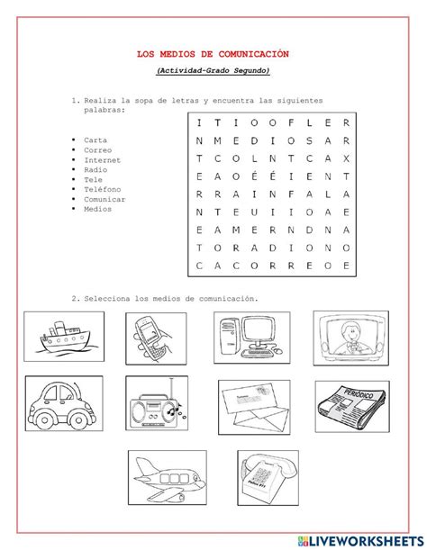 Los medios de comunicación activity for Segundo de Pirmaria Dibujos