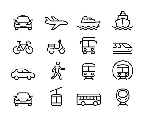 Premium Vector Set Of Public Transportation Thin Line Icons