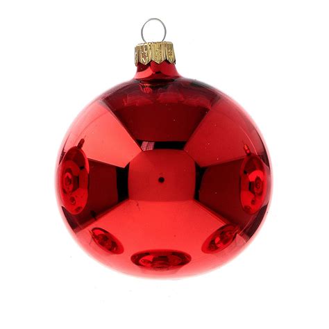 Boules de Noël rouge brillant verre soufflé 80 mm 6 pcs vente en