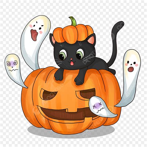 Dibujos Animados Acuarela Halloween Travieso Fantasma Gato PNG