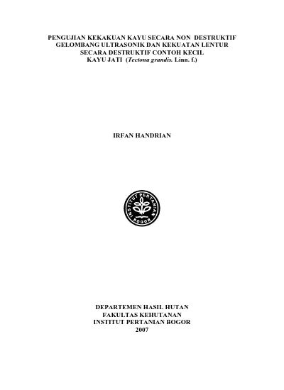 Pengujian Kekakuan Kayu Secara Non Destruktif Gelombang Ultrasonik Dan