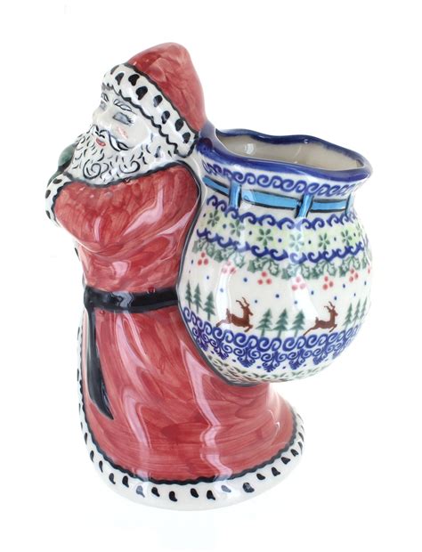 Reindeer Delight Santa Claus Polish Pottery Rose Polish Polish