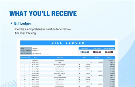 Bill Ledger Template in Excel, Google Sheets - Download | Template.net