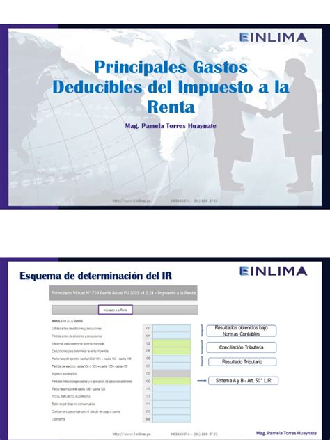 Principales Gastos Deducibles Del Impuesto A La Renta Pdf Impuestos