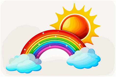 Rainbow with Sun Clipart Graphic by Cute Cat · Creative Fabrica