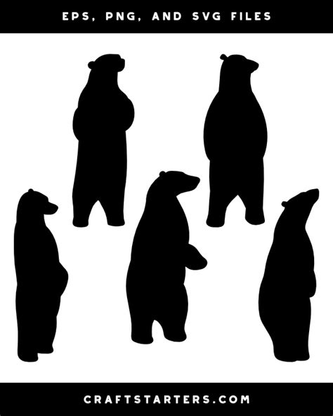 Standing Polar Bear Silhouette Clip Art