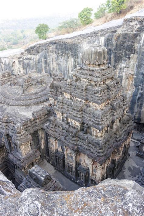 View at the Kailasa Temple, Ellora Caves, Maharashtra, India Stock ...