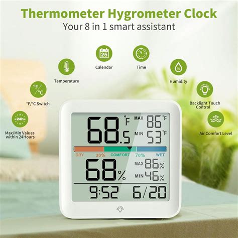 1 Pièce Thermomètre Hygromètre D intérieur Blanc Noklead Moniteur De