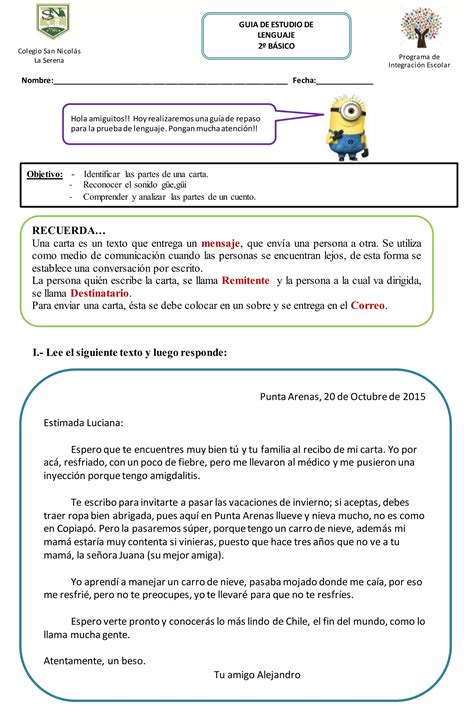 Guia De Lenguaje 2º Básico La Carta Pdf