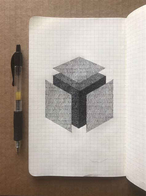 Shadowy Geometric Shapes Rendered with Meticulous Crosshatching by ...