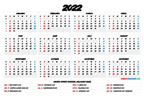 Printable Calendar 2022 With Holidays 6 Templates In 2020 Templates