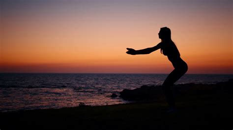 Fitness Woman In Silhouette Doing Squats Stock Footage Sbv 348474550