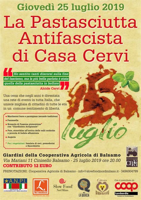 ANPI Barona Milano Pastasciutta Antifascista ANPI Cinisello Balsamo