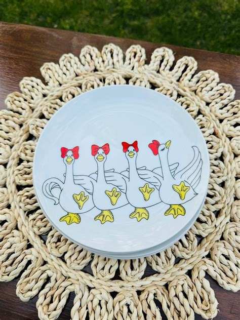 Fitz And Floyd MCM Duck Goose Vintage Dessert Plates Farmhouse Plates