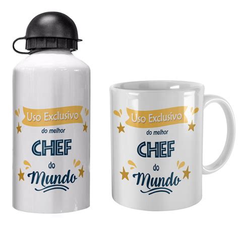 Kit Caneca Garrafinha Presente Uso Exclusivo Para Chef Elo