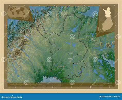 Lapland Finland Physical Labelled Points Of Cities Stock