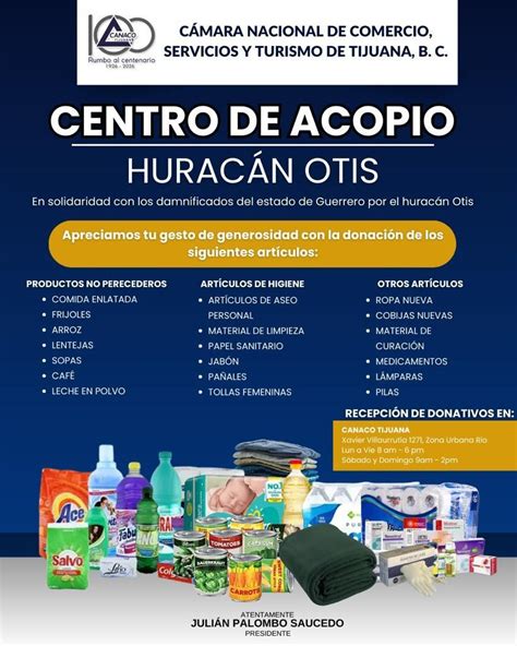 Instaló Canaco Centro De Acopio Para Damnificados Por Huracán Otis