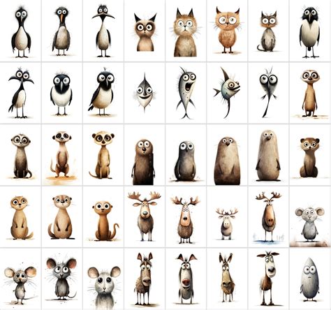 600 Scared & Funny Animals PNG Clipart Set, High-resolution Commercial ...