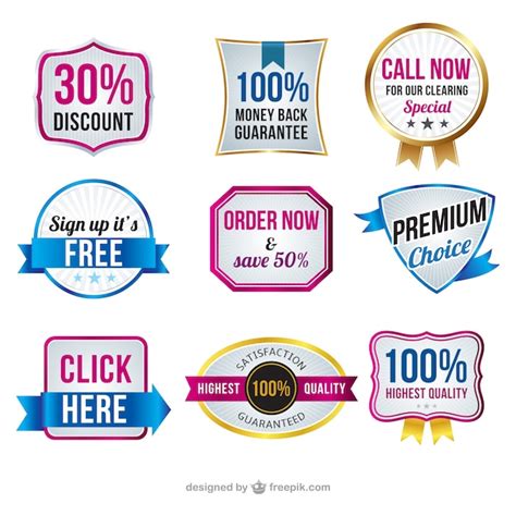 Collection of promotion labels Vector | Free Download