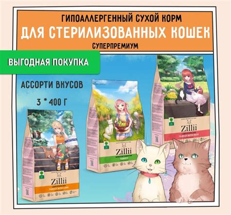 КОМПЛЕКТ ZILLII Cat 1,2кг (3шт. х 0,4 кг) Сухой корм для взрослых кошек ...