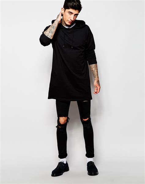 Lyst Asos Oversized Super Longline Long Sleeve T Shirt With Hood In