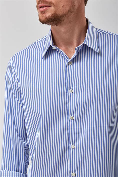 Camisa Listrada Azul E Branco