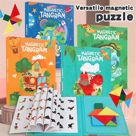 Montessori Classic ABS magnético Tangram libro de papel DIY juegos de