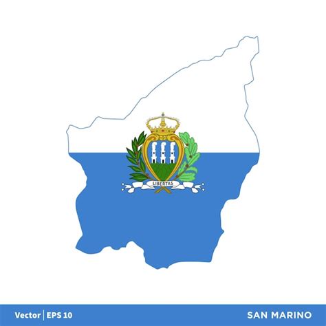 San Marino Europa Países Mapa Y Bandera Vector Icono Plantilla