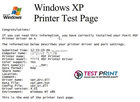 Windows Xp Printer Test Page A Comprehensive Guide Print Test Page