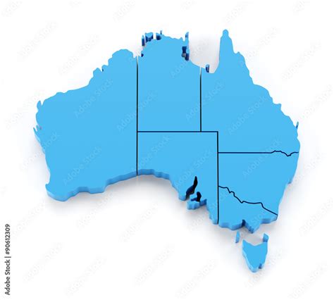 Extruded map of Australia with state borders Stock Illustration | Adobe ...