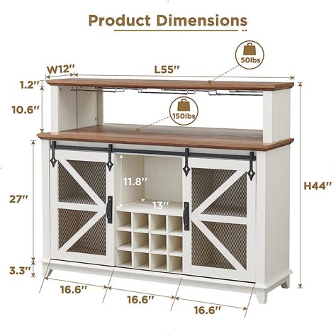 Okd Farmhouse Buffet Coffee Bar Cabinet With Wine Rack And Storage Liquor Bar Buffet Sideboard